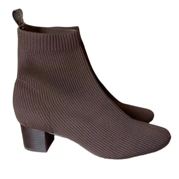 JOlE x REVOLVE | Neely Brown Ribbed Sock Women Ankle Heel Booties Size 8.5 - Picture 1 of 6